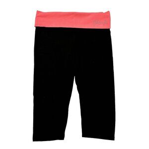 Victoria's Secret Pink Yoga Foldover Cropped Leggings Logo Spellout Womens Large